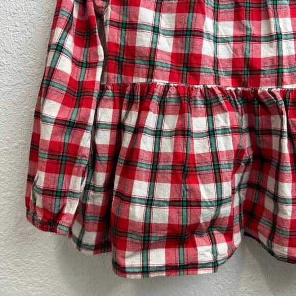 Cat & Jack Long Sleeve Peplum Blouse Red, White and Green 5T - Picture 3 of 4